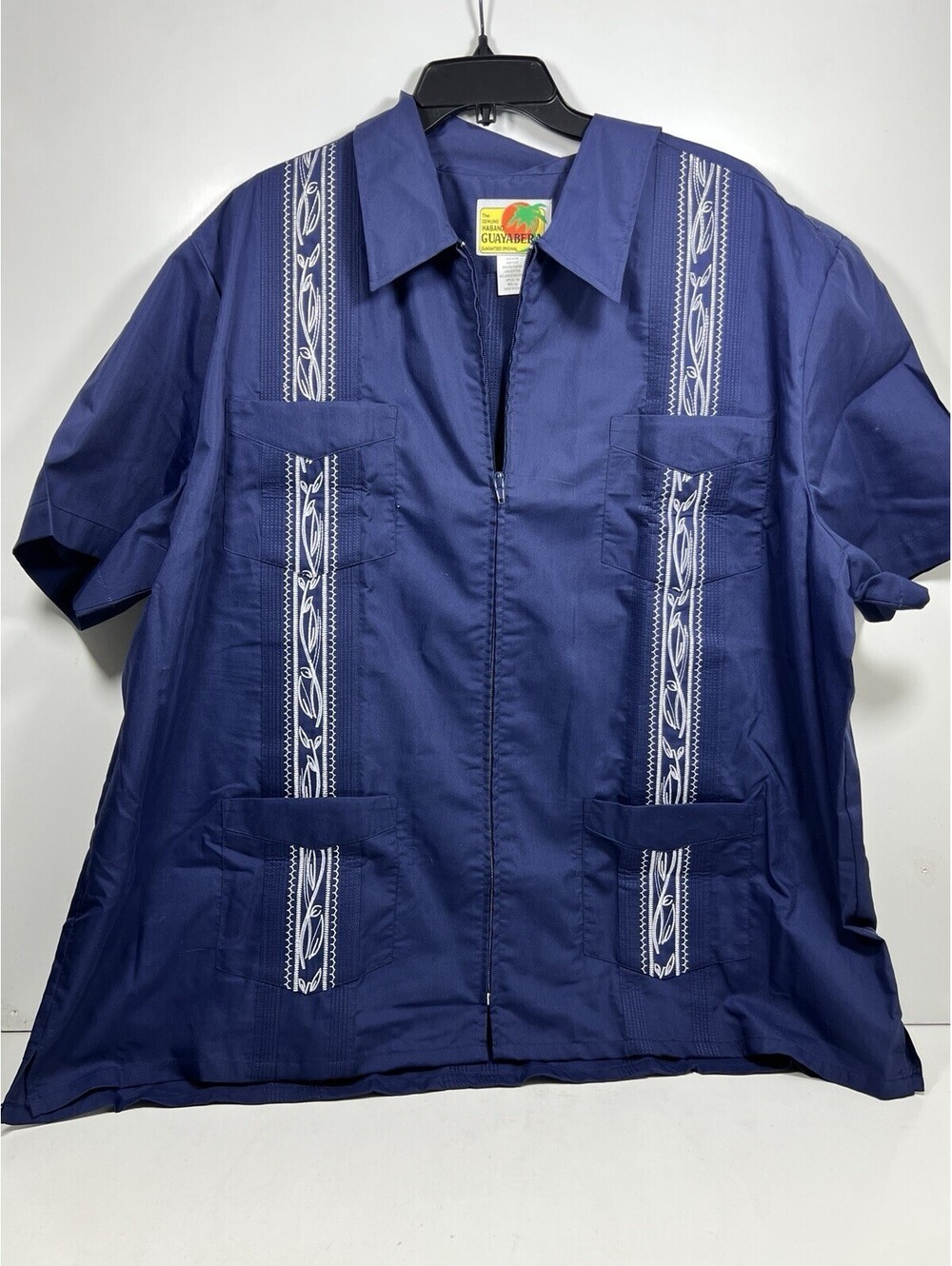 Lot Of 4 The Genuine Haband Guayabera Men Short Sleeve Zip Shirt Sz XX - Picture 3 of 9